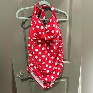 Torrid Red and White Polka Dot One Piece Swimsuit
